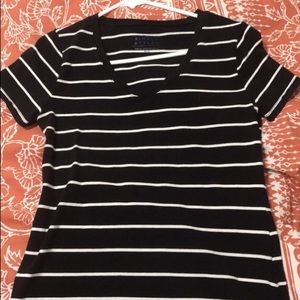 Black with white stripes top